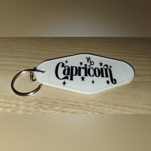 Capricorn Zodiac Keychain - White